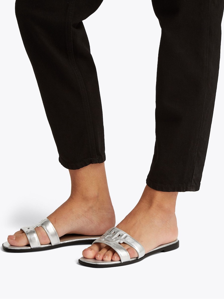 Tommy Hilfiger Peach Pink Logo Strap Mules - Image 1 of 6
