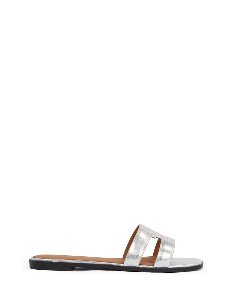 Tommy Hilfiger Peach Pink Logo Strap Mules - Image 2 of 6