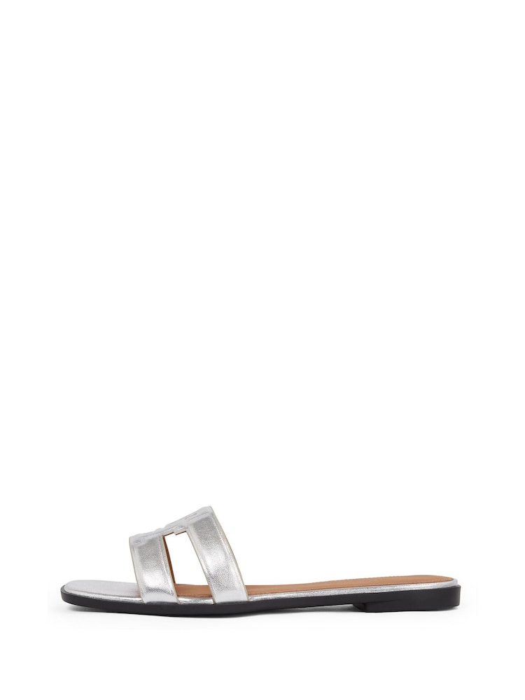 Tommy Hilfiger Peach Pink Logo Strap Mules - Image 3 of 6