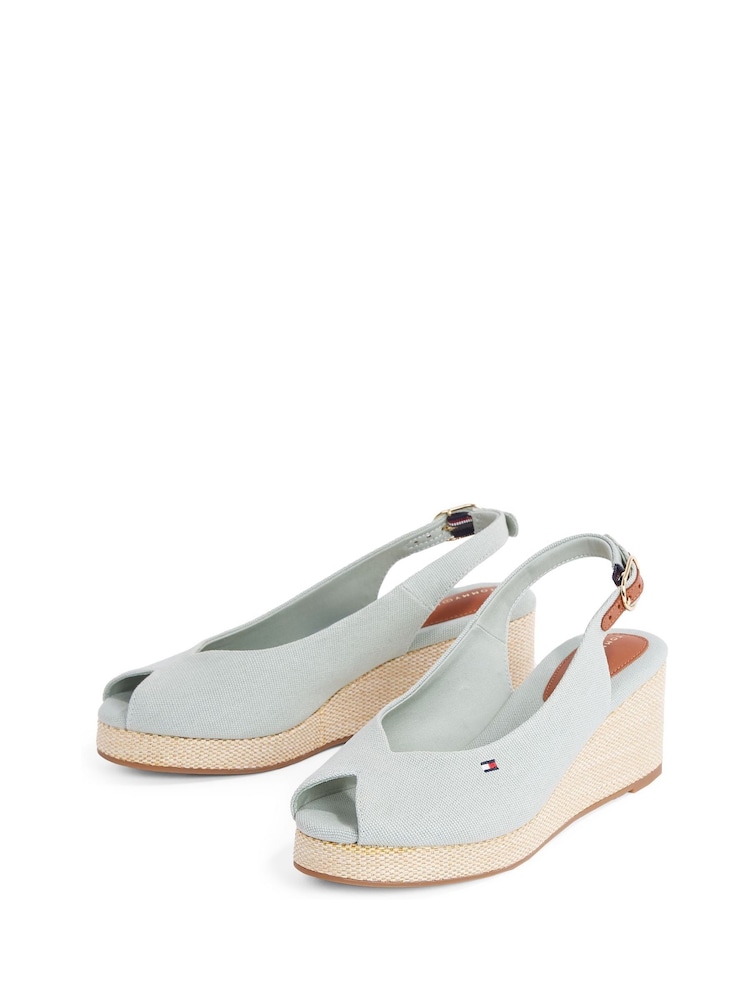 Tommy Hilfiger Light Blue Mid Wedge Slingback Sandals - Image 4 of 6