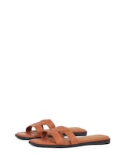 Tommy Hilfiger Brown Logo Strap Mules - Image 4 of 6
