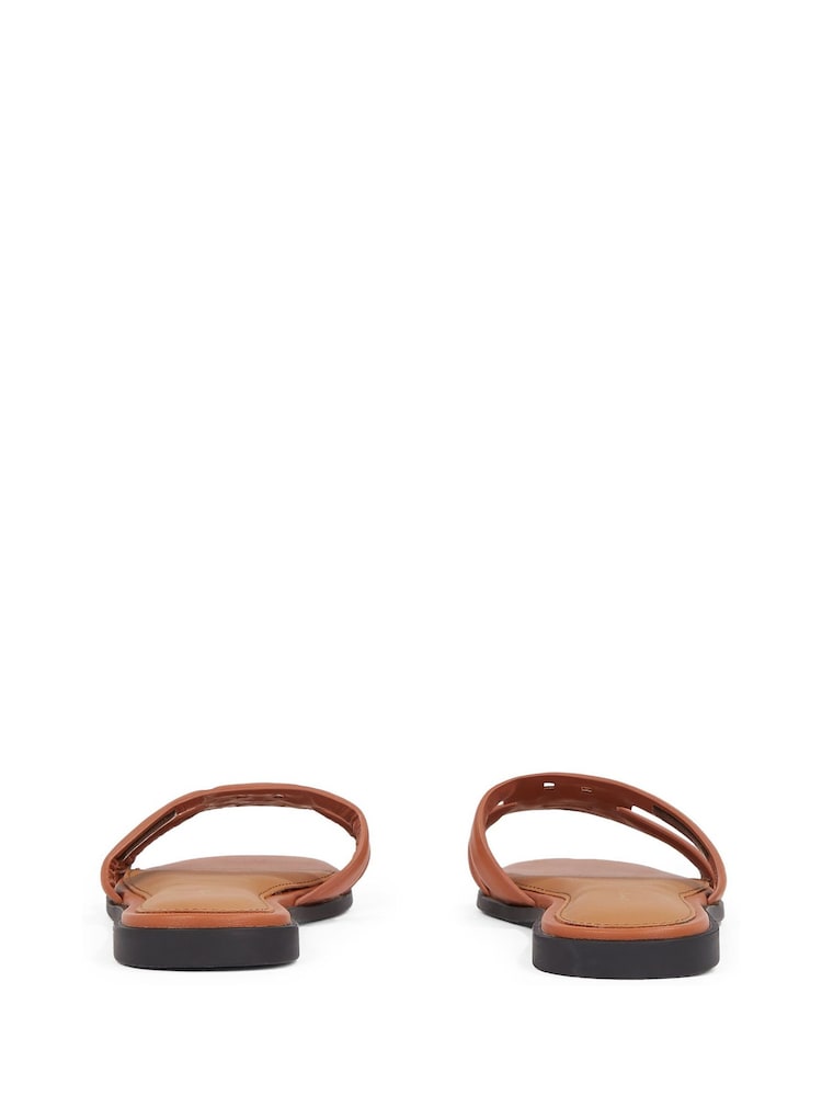 Tommy Hilfiger Brown Logo Strap Mules - Image 5 of 6