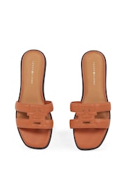 Tommy Hilfiger Brown Logo Strap Mules - Image 6 of 6