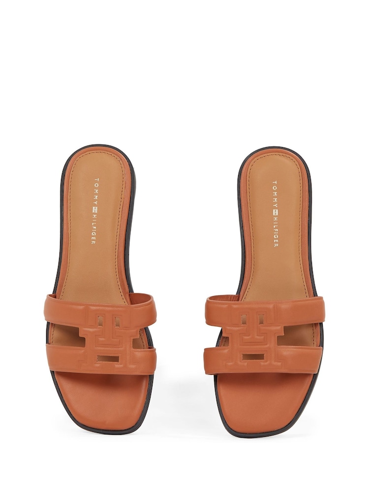 Tommy Hilfiger Brown Logo Strap Mules - Image 6 of 6