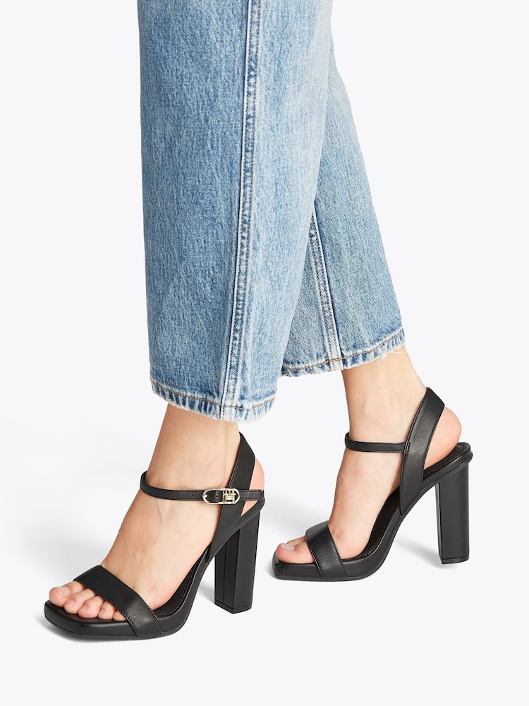 Tommy Hilfiger Black Leather Heeled Sandals - Image 1 of 6