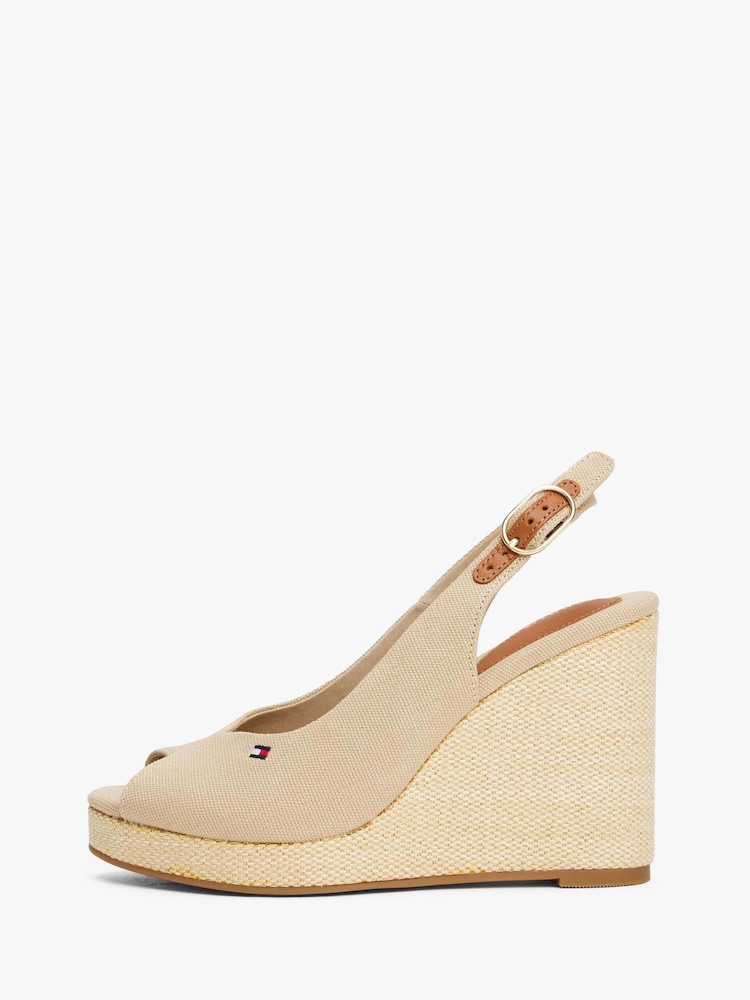 Creme - Tommy Hilfiger Mid Wedge Slingback Sandals - Imagem 2 de 7