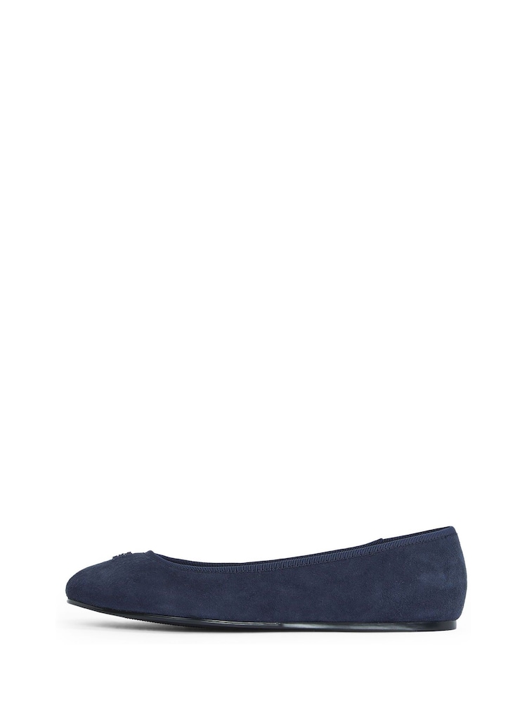 Tommy Hilfiger Space Blue Suede Ballerinas With Hardware - Image 3 of 6