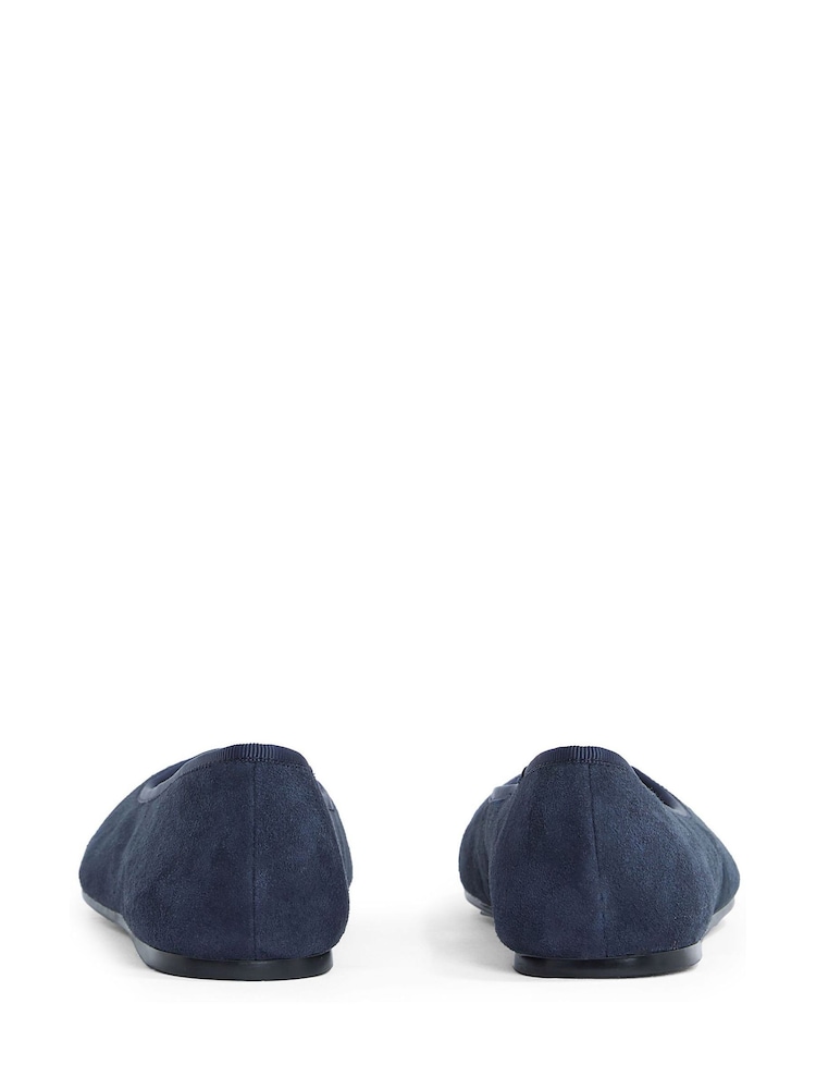 Tommy Hilfiger Space Blue Suede Ballerinas With Hardware - Image 5 of 6