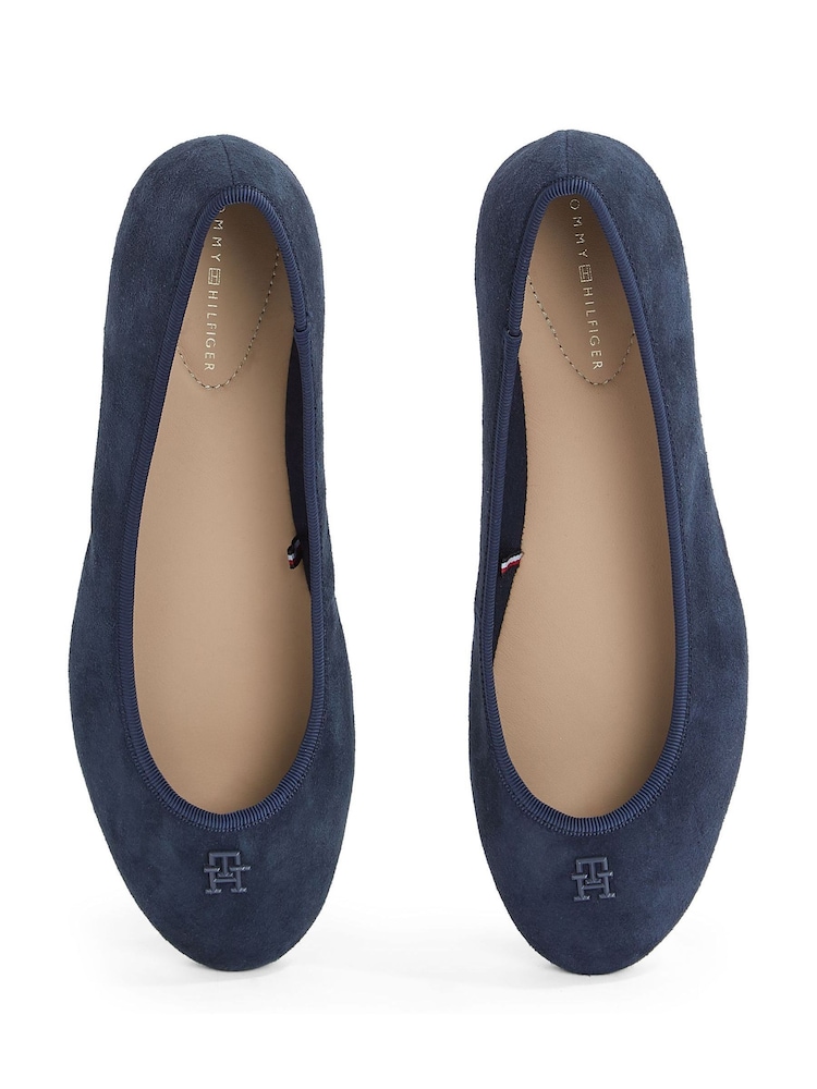 Tommy Hilfiger Space Blue Suede Ballerinas With Hardware - Image 6 of 6