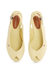Tommy Hilfiger Yellow Mid Wedge Slingback Sandals - Image 6 of 6