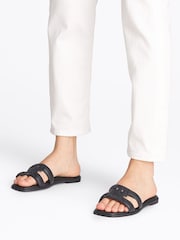 Tommy Hilfiger Black Logo Strap Mules - Image 1 of 6