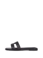 Tommy Hilfiger Black Logo Strap Mules - Image 3 of 6