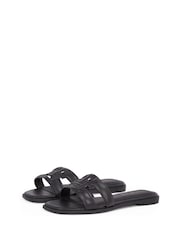 Tommy Hilfiger Black Logo Strap Mules - Image 4 of 6