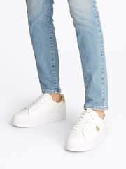 Tommy Hilfiger White Platform Metallics Court Trainers - Image 1 of 6