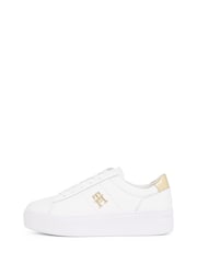 Tommy Hilfiger White Platform Metallics Court Trainers - Image 3 of 6