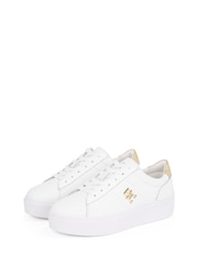 Tommy Hilfiger White Platform Metallics Court Trainers - Image 4 of 6