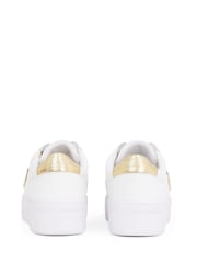 Tommy Hilfiger White Platform Metallics Court Trainers - Image 5 of 6