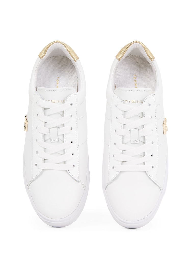 Tommy Hilfiger White Platform Metallics Court Trainers - Image 6 of 6