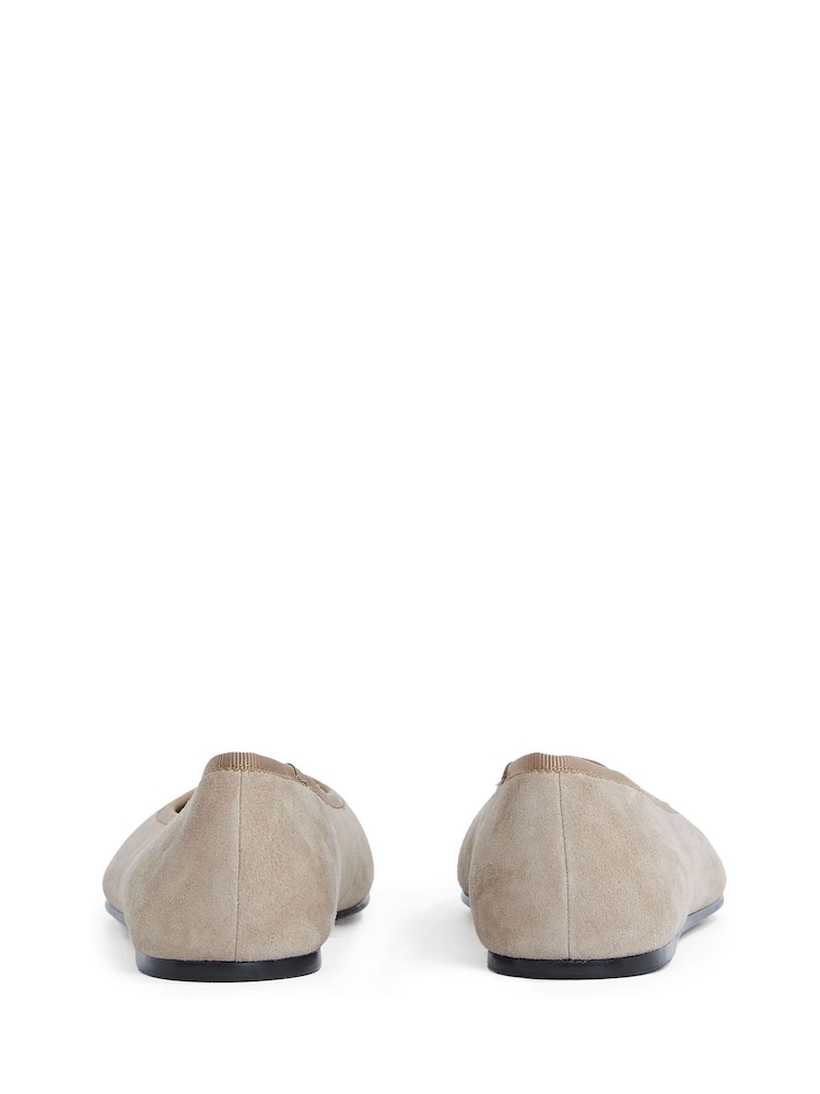 Tommy Hilfiger Tan Suede Ballerinas With Hardware - Image 5 of 6
