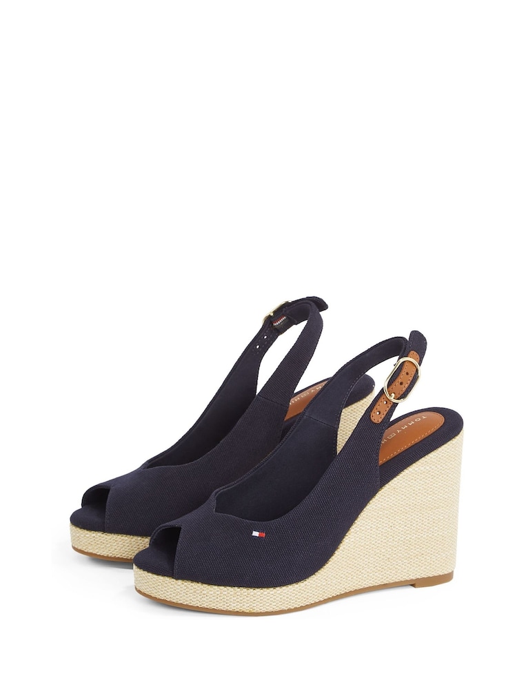 Tommy Hilfiger Black Mid Wedge Slingback Sandals - Image 4 of 6