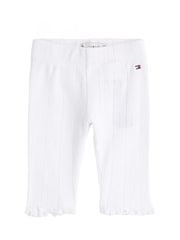 Tommy Hilfiger White Essential Pointelle 100% Cotton Leggings - Image 1 of 2