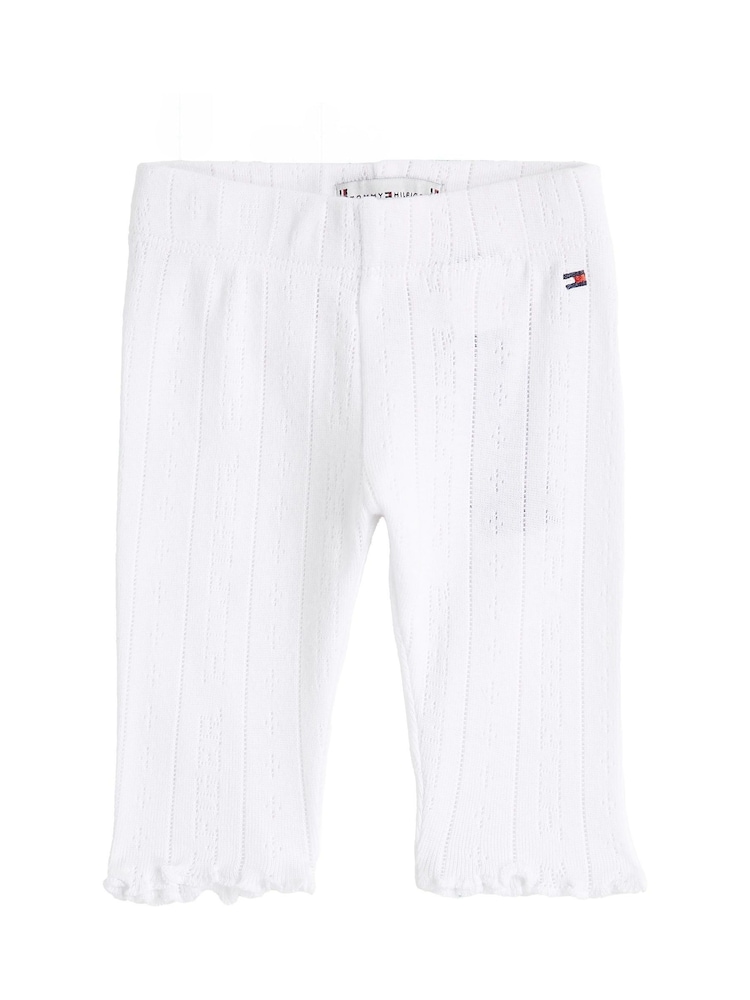 Tommy Hilfiger White Essential Pointelle 100% Cotton Leggings - Image 1 of 2
