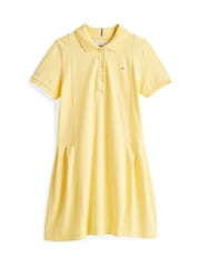 Tommy Hilfiger Yellow Pleated Short Sleeve Polo Dress - Image 4 of 5