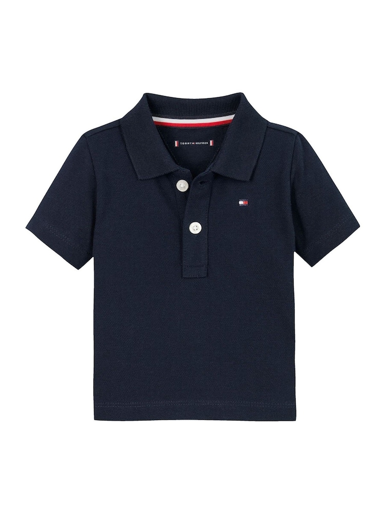 Tommy Hilfiger Blue Essential Flag Short Sleeve Polo Shirt - Image 1 of 2 Tommy Hilfiger Blue Essential Flag Short Sleeve Polo Shirt - Image 1 of 2