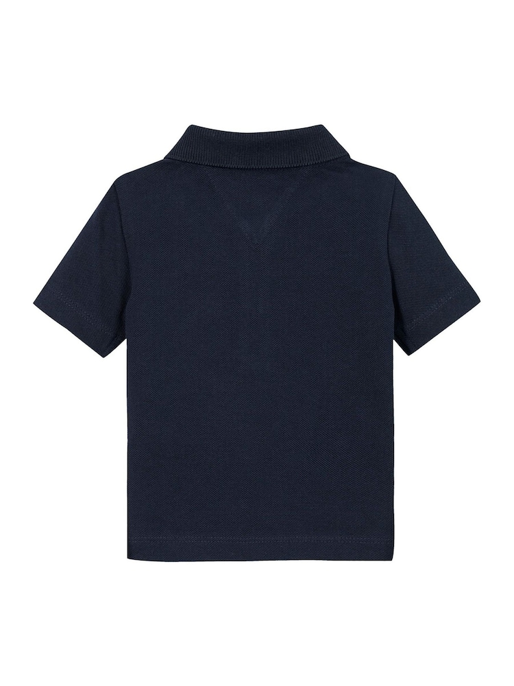 Tommy Hilfiger Blue Essential Flag Short Sleeve Polo Shirt - Image 2 of 2 Tommy Hilfiger Blue Essential Flag Short Sleeve Polo Shirt - Image 2 of 2