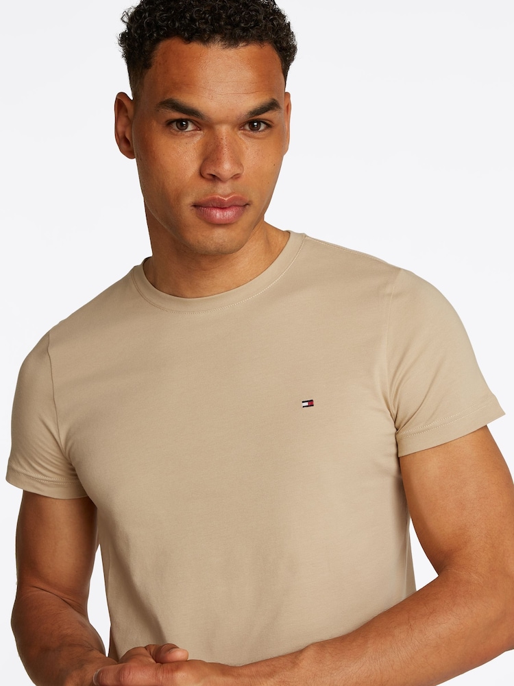 Tommy Hilfiger Natural Slim Stretch Cotton T-Shirt - Image 4 of 6