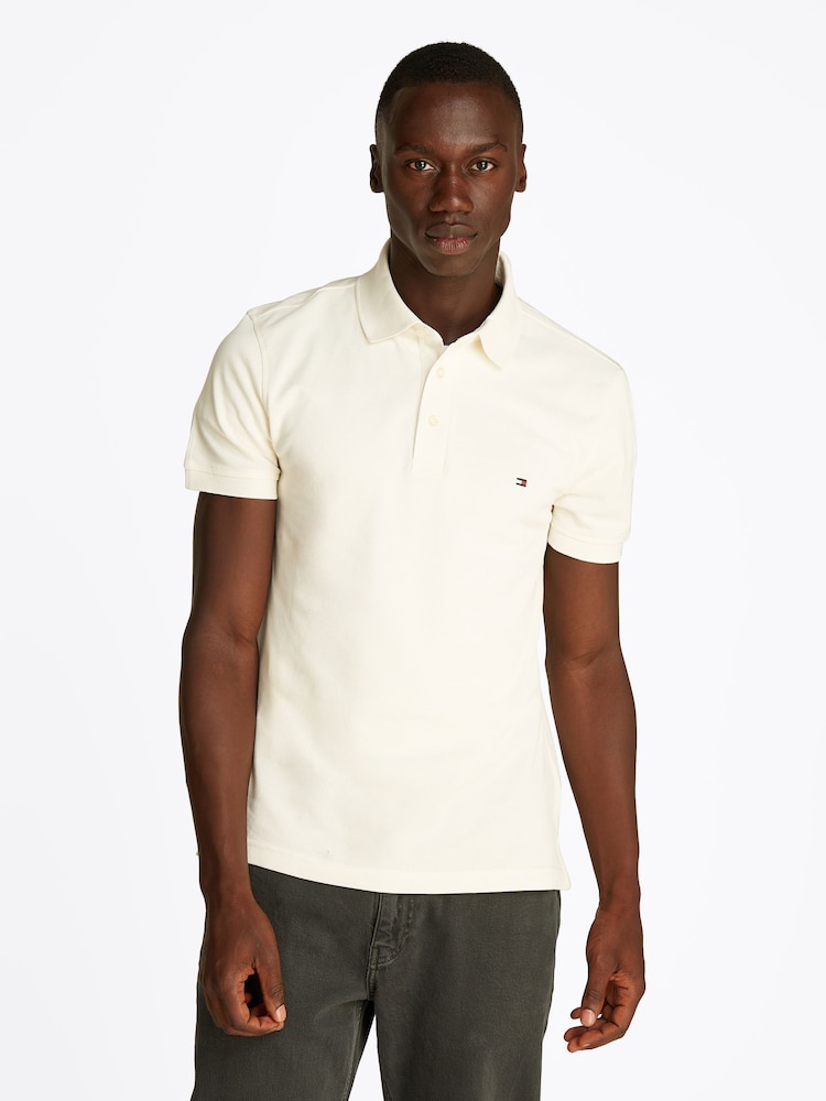 Tommy Hilfiger Cream 1985 Slim Stretch Cotton Polo Shirt - Image 1 of 6