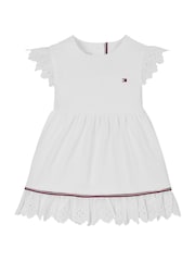 Tommy Hilfiger White Broderie Anglaise Short Sleeve Dress - Image 1 of 1