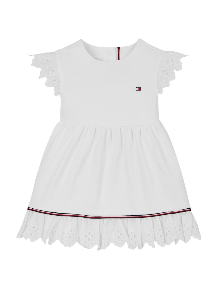 Tommy Hilfiger White Broderie Anglaise Short Sleeve Dress - Image 1 of 1