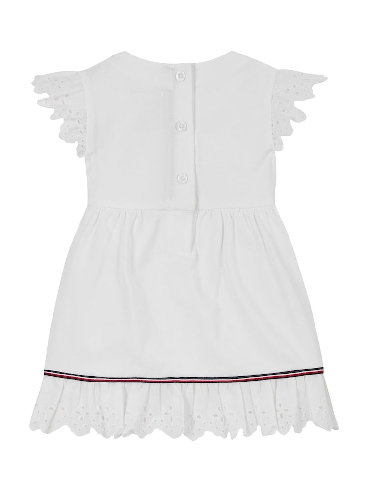 Tommy Hilfiger White Broderie Anglaise Short Sleeve Dress - Image 2 of 3