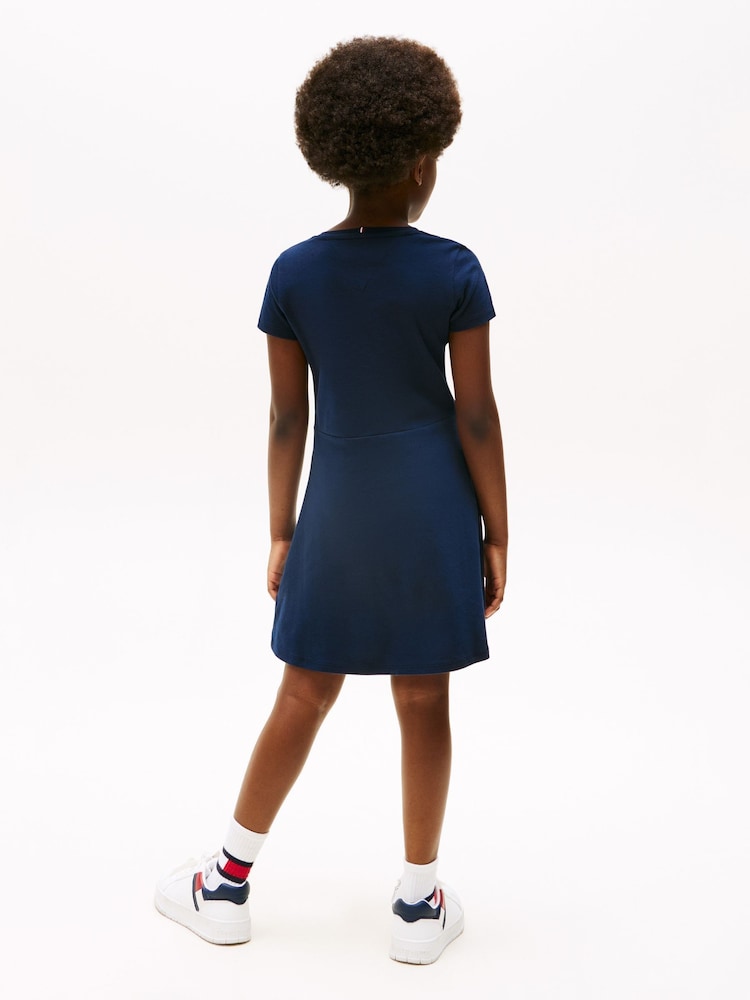 Tommy Hilfiger Blue Essential Skater 100% Cotton Dress - Image 2 of 5