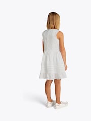 Tommy Hilfiger White Embroidered Cotton Sleeveless Flare 100% Cotton Dress - Image 2 of 5