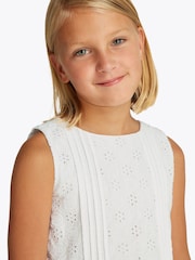 Tommy Hilfiger White Embroidered Cotton Sleeveless Flare 100% Cotton Dress - Image 3 of 5