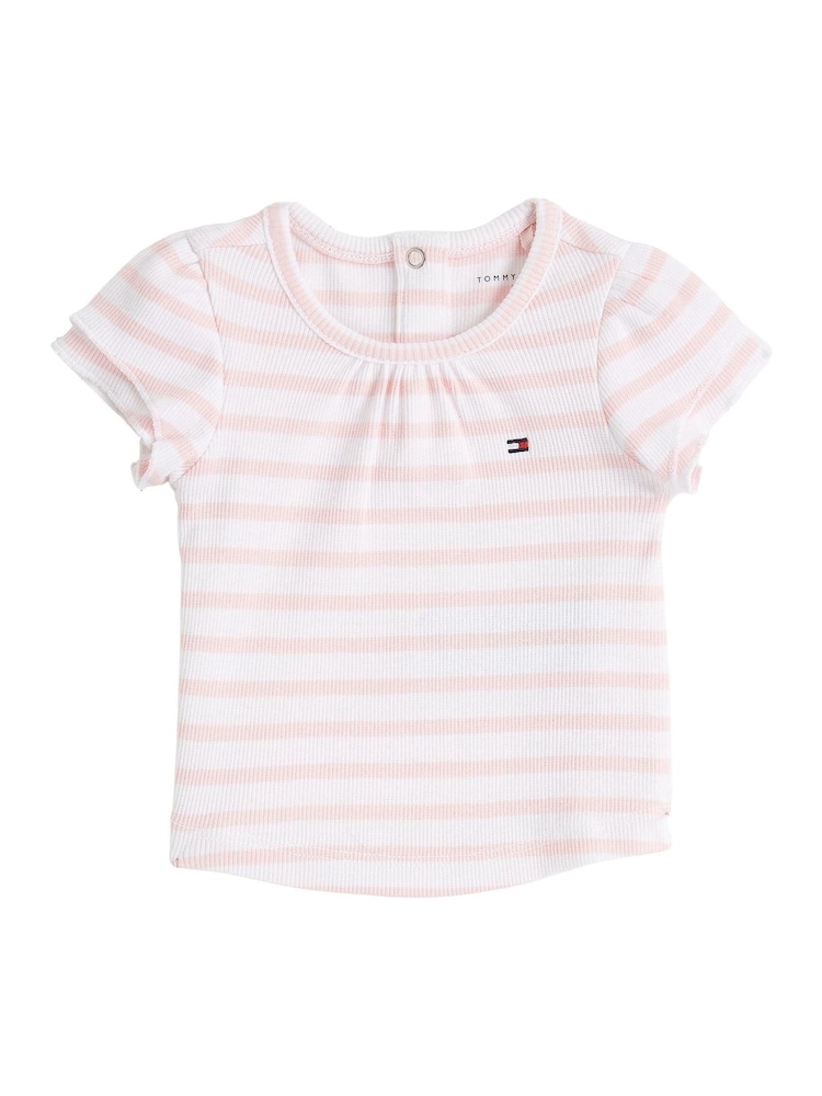 Tommy Hilfiger Pink Striped Rib T-Shirt - Image 1 of 2