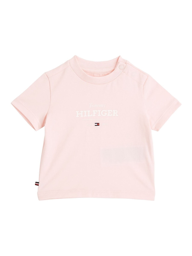 Tommy Hilfiger Pink Monotype 1985 Logo T-Shirt - Image 1 of 2