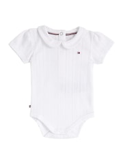 Tommy Hilfiger White 100% Cotton Essential Pointelle Short Sleeve Bodysuit - Image 2 of 2