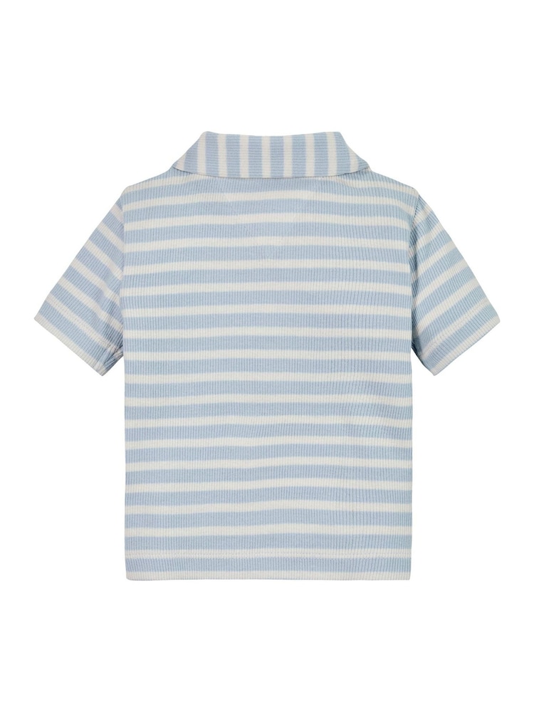 Tommy Hilfiger Blue Rib Stripe Short Sleeve Polo Shirt - Image 2 of 2