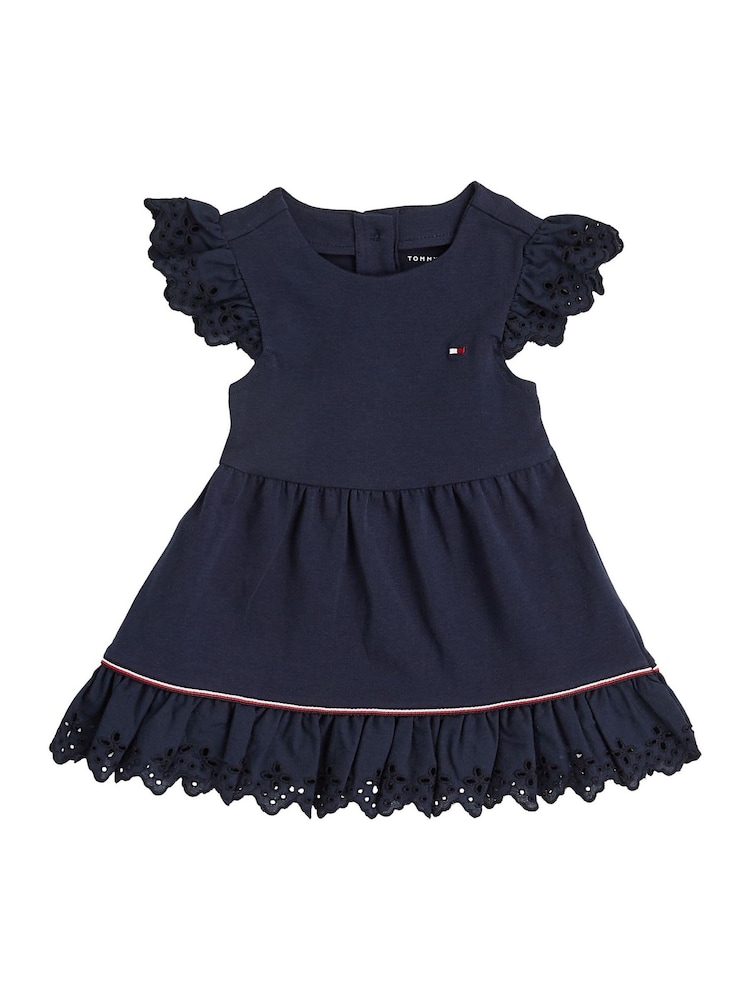 Tommy Hilfiger Blue Broderie Anglaise Short Sleeve Dress - Image 1 of 2