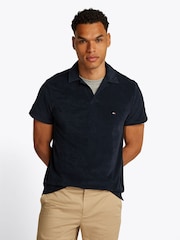 Tommy Hilfiger Blue Regular Fit Towelling Short Sleeve Polo Shirt - Image 1 of 6