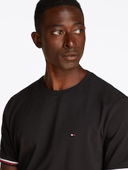 Tommy Hilfiger Black Global Stripe Cuff 100% Cotton T-Shirt - Image 4 of 6