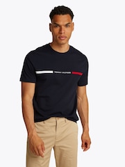 Синий - Футболка Tommy Hilfiger Regular Fit из 100% хлопка с логотипом на панели - Image 1 of 7