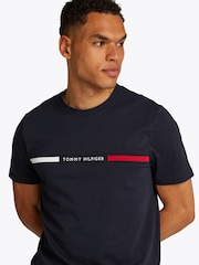 Синий - Футболка Tommy Hilfiger Regular Fit из 100% хлопка с логотипом на панели - Image 4 of 7
