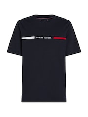 Синий - Футболка Tommy Hilfiger Regular Fit из 100% хлопка с логотипом на панели - Image 5 of 7