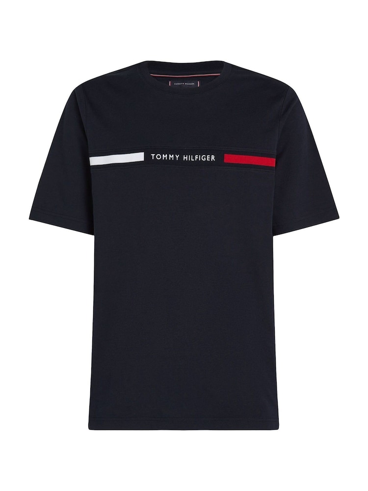 Tommy Hilfiger Blue Regular Fit 100% Cotton T-Shirt With Logo Panel - Image 5 of 7