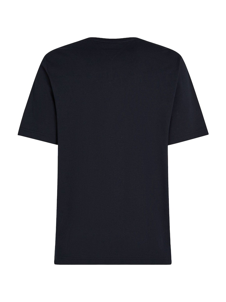 Tommy Hilfiger Blue Regular Fit 100% Cotton T-Shirt With Logo Panel - Image 6 of 7
