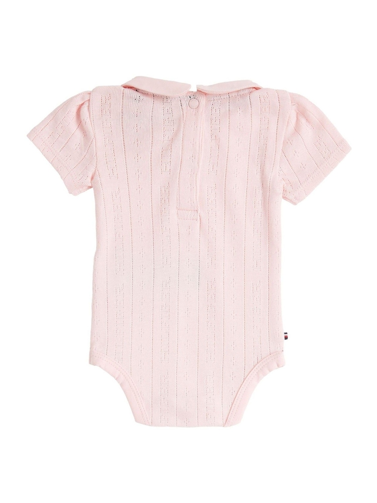 Tommy Hilfiger Pink Essential Pointelle Short Sleeve Bodysuit - Image 1 of 2